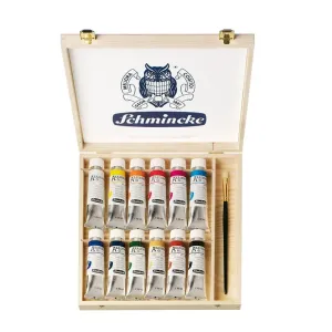 Sada olejových barev v dřevěném boxu Schmincke AKADEMIE 12 x 60 ml (set)