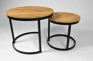 ArtSft Sada konferenčních stolků ANIA II | černá podstava Barva: Dub craft