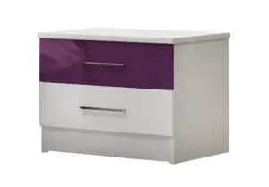 ArtStol Noční stolek DUBAJ Barva: bílá / fialový lesk
