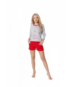 Aruelle Cookie Short Grey-Red Dámské pyžamo, XL, šedo-červená