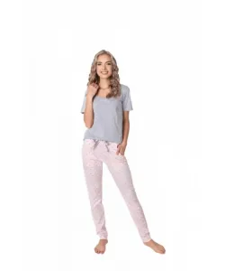 Aruelle Q Long šedo-růžové Dámské pyžamo, XL, šedo-růžová