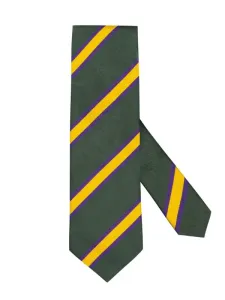 Nadměrná velikost: Ascot, Hedvábná kravata s proužkovaným vzorem Zelená