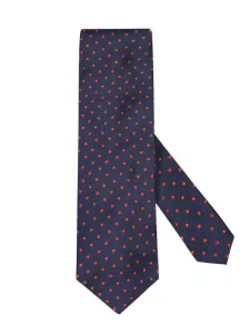 Nadměrná velikost: Ascot, Hedvábná kravata s puntíkovaným vzorem Modrá #5002795