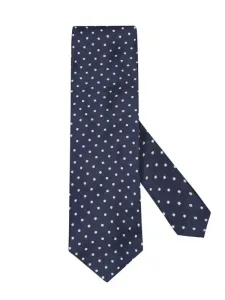 Nadměrná velikost: Ascot, Hedvábná kravata s puntíkovaným vzorem Námořnická Modrá