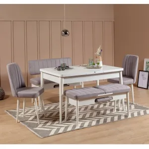 ASIR Jídelní set stůl, židle VINA bílý, šedý
