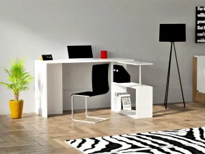 Kalune Design Rohový psací stůl CAYKO bílý