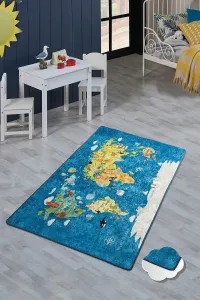 Conceptum Hypnose Dětský koberec World Map 100x160 cm modrý