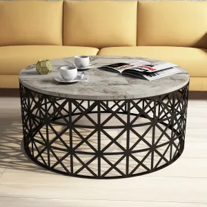 Hanah Home Konferenční stolek Selin 90 cm černý/bílý mramor
