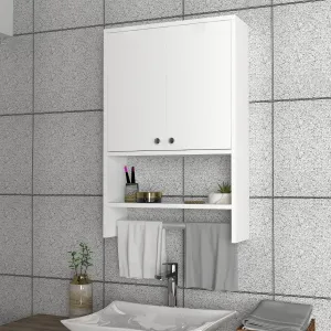 Kalune Design Závěsná koupelnová skříňka s věšákem na ručníky Vira bílá