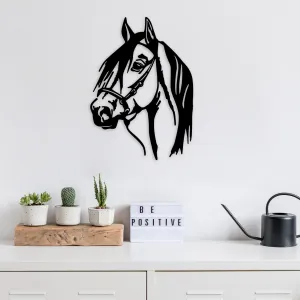 Hanah Home Nástěnná kovová dekorace Kůň 40x55 cm černá