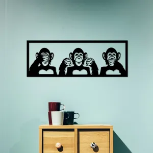 Hanah Home Nástěnná kovová dekorace Opice 100x36 cm černá