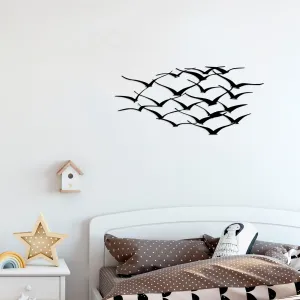 Hanah Home Nástěnná kovová dekorace Ptáci 120x55 cm černá