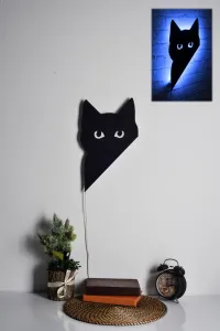 ASIR Nástěnná dekorace CAT s LED osvětlením modrá