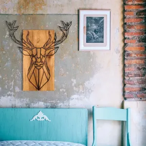 ASIR Nástěnná dekorace dřevo kov JELEN 61 x 66 cm