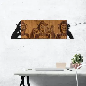 ASIR Nástěnná dekorace dřevo TŘI OPICE 80 x 25 cm