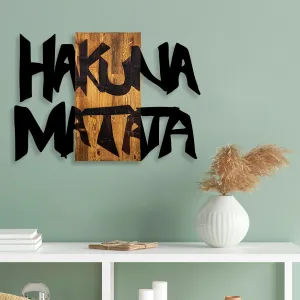 ASIR Nástěnná dekorace HAKUNA MATATA dřevo kov černá