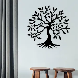 Hanah Home Nástěnná kovová dekorace Strom 60x60 cm černá