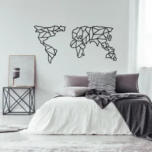 Wallity Nástěnná kovová dekorace GEOMETRIC WORLD MAP černá