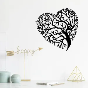 Wallity Nástěnná kovová dekorace HEART TREE černá