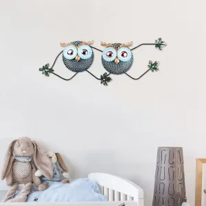 Wallity Nástěnná kovová dekorace OWL modrá/zlatá