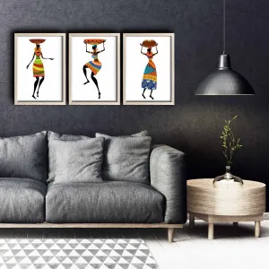 ASIR Obraz na MDF s rámem 3ks AFRICKÉ ŽENY 38 x 53 cm