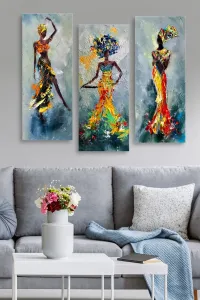 Hanah Home Sada obrazů Africké ženy 20x50 cm 3 ks