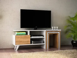 Hanah Home TV stolek Nature 120 cm bílý/ořech