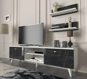 Kalune Design Obývací stěna GEACLES 150 cm bílá/mramor