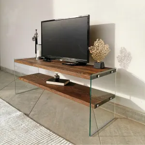 Hanah Home TV stolek GLASS 120 cm ořech