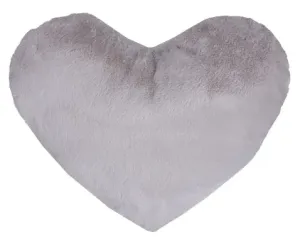 Dekorační polštář Srdce 30x40 cm, stříbrný, imitace králičí kožešiny