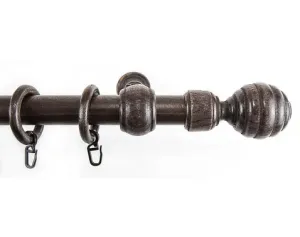Záclonová tyč s háčky Granát 160 cm, tmavé dřevo