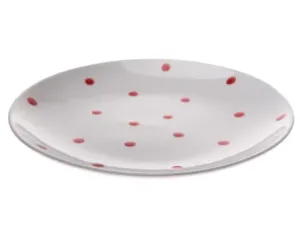 Mělký talíř 26,5 cm, bílý s puntíky