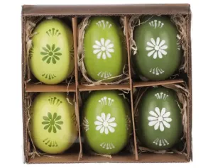 Velikonoční dekorace Malovaná vajíčka , 6 ks, zelená