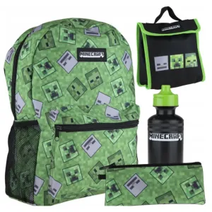 Školní čtyřdílný set s batohem Minecraft zelený