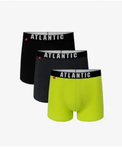 Atlantic 3MH-011 černé/grafitové/limetkové Pánské boxerky 3 ks, XXL, Více barevná