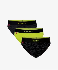Atlantic 3MP-121 grafitové/limetkové/černé Pánské slipy 3 ks, L, Více barevná