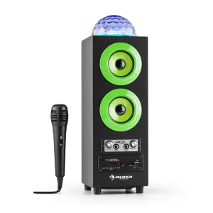 Auna DiscoStar Green, přenosný bluetooth reproduktor, USB, akumulátor, LED, mikrofon