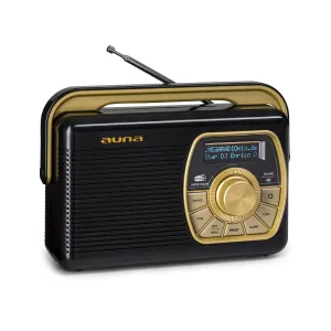 Auna Buddy Digitální rádio DAB/DAB+/UKW Bluetooth 5.0 AUX 1Ah baterie Mobilní retro #760308