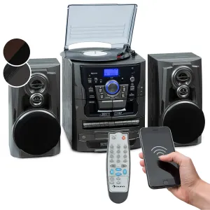 Auna Franklin, stereo systém, gramofon, přehrávač na 3 CD, BT, přehrávač na kazety, AUX, USB port #761515