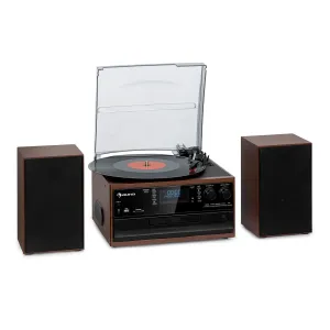 Auna Oakland DAB, retro stereo systém, DAB+/FM, funkce BT, vinyl, CD, kazetový přehrávač #760022