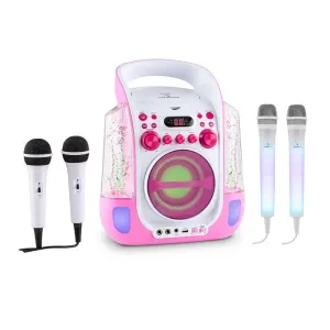 Auna Kara Liquida BT růžová barva + DAZZLE mikrofonní sada, karaoke zařízení, mikrofon, LED osvětlení #762903