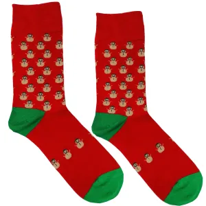 Pánské vánoční ponožky Aura.Via - SF6699, červená/sněhuláci Barva: Červená, Velikost: 39-42