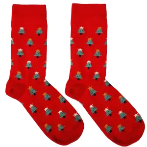 Pánské vánoční ponožky Aura.Via - SF6699, červená/vánoční stromečky Barva: Červená, Velikost: 39-42