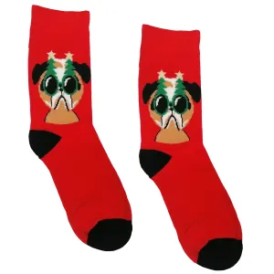Pánské vánoční ponožky Aura.Via - SFV6881, červená/mops Barva: Červená, Velikost: 39-42