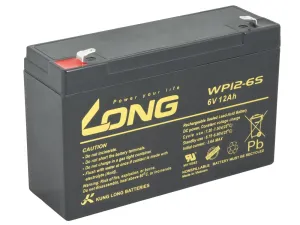 Long 6V 12Ah olověný akumulátor F1 (WP12-6S)
