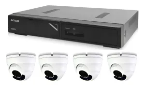 Kamerový set 1x AVTECH NVR AVH1104 a 4x 5MPX IP Dome kamera AVTECH DGM5406ASE + 4x Kabel UTP 1x RJ45 - 1x RJ45 Cat5e 15m!