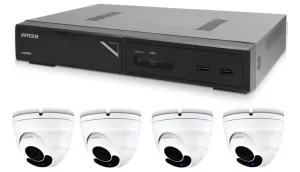 Kamerový set 1x AVTECH NVR AVH2109AX a 4x 5MPX IP Dome kamera AVTECH DGM5406ASE + 4x Kabel UTP 1x RJ45 - 1x RJ45 Cat5e 15m!