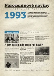 Narozeninové noviny 1993 s vlastním textem a fotografií, S fotografií