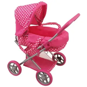 BABY MIX - Hluboký kočárek pro panenky puntíkovaný růžový