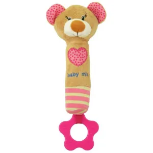 BABY MIX - Dětská pískací plyšová hračka s kousátkemmedvídek růžový
